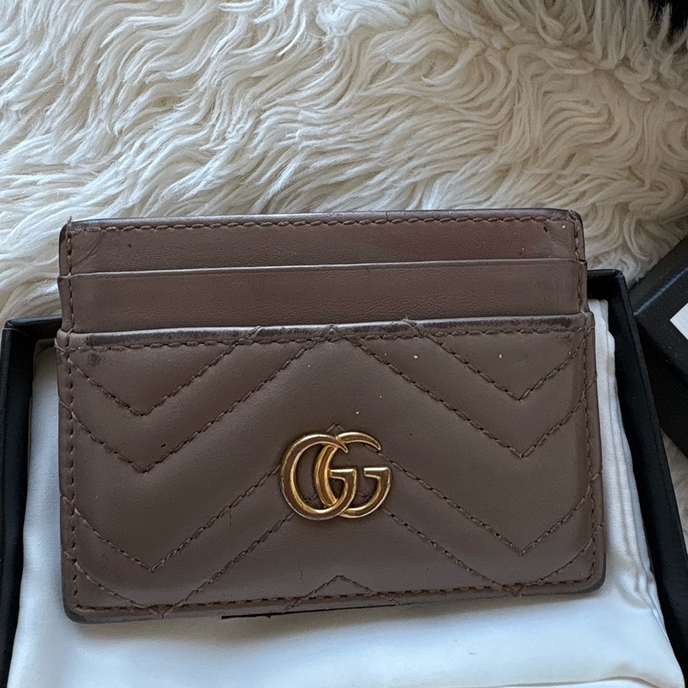 Gucci Tan and Brown Leather Card Holder